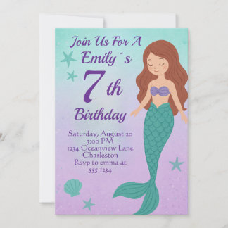 Mermaid Birthday Invitation Kaart