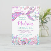 Mermaid Birthday Invitation Kaart (Staand voorkant)