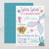 Mermaid Birthday Invitation Kaart (Voorkant / Achterkant)
