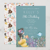 Mermaid Birthday Invitation Kaart (Voorkant / Achterkant)