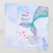 Mermaid Birthday Invitation Kaart (Voorkant / Achterkant)