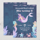 Mermaid Birthday Invitation Kaart (Voorkant / Achterkant)