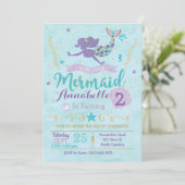 Mermaid Birthday Invitation, Mermaid Invite Kaart (Staand voorkant)