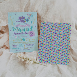 Mermaid Birthday Invitation, Mermaid Invite Kaart