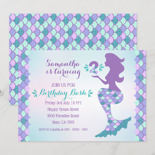 Mermaid Birthday Invitation Mermaid Number 2 Kaart