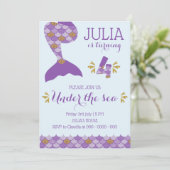 Mermaid Birthday Invitation Mermaid Number 4 Kaart (Staand voorkant)