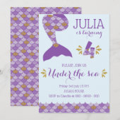 Mermaid Birthday Invitation Mermaid Number 4 Kaart (Voorkant / Achterkant)