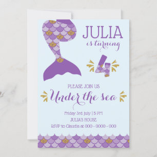 Mermaid Birthday Invitation Mermaid Number 4 Kaart