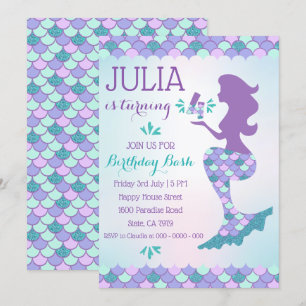Mermaid Birthday Invitation Mermaid Number 4 Kaart