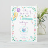 Mermaid Birthday Invitation Mermaid Party Blonde Kaart (Staand voorkant)