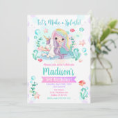Mermaid Birthday Invitation / Mermaid & Unicorn Kaart (Staand voorkant)