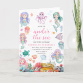 Mermaid Birthday Invitation, onder het Zee Mermaid (Voorkant)