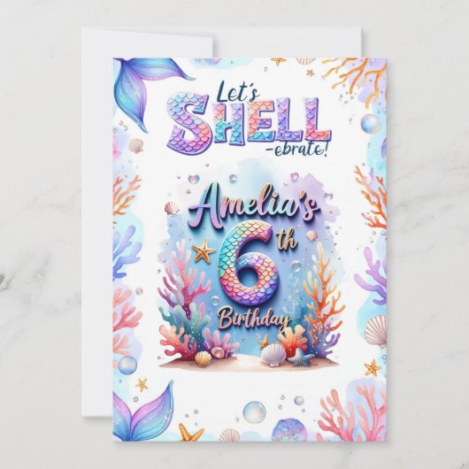 Mermaid Birthday Invitation - Onder het Zee Party Kaart (Voorkant)