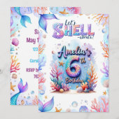 Mermaid Birthday Invitation - Onder het Zee Party Kaart (Voorkant / Achterkant)
