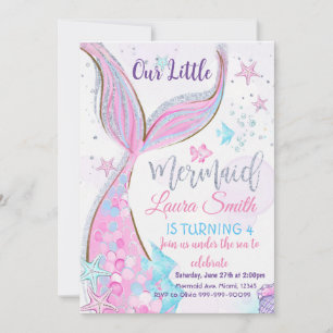 Mermaid Birthday Invitation Party Kaart