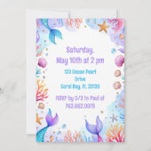 Mermaid Birthday Invitation Personalized  Name Age Kaart (Achterkant)