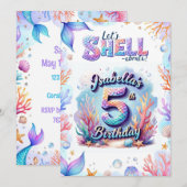 Mermaid Birthday Invitation Personalized  Name Age Kaart (Voorkant / Achterkant)
