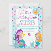 Mermaid Birthday Invitation, Pool party Invitation Kaart (Voorkant)