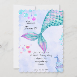 Mermaid Birthday Invitation Save The Date