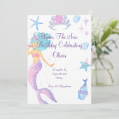 Mermaid Birthday Invitation Save The Date (Staand voorkant)