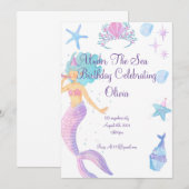 Mermaid Birthday Invitation Save The Date (Voorkant / Achterkant)