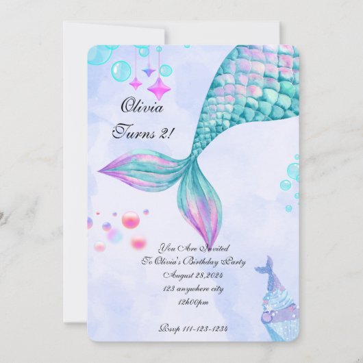Mermaid Birthday Invitation Save The Date (Voorkant)