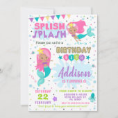 Mermaid Birthday Invitation Splish Splash Invite Kaart (Voorkant)