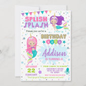 Mermaid Birthday Invitation Splish Splash Invite Kaart (Voorkant)