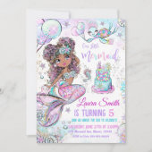 Mermaid Birthday Invitation Unicorn Black Mermaid Kaart (Voorkant)