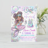 Mermaid Birthday Invitation Unicorn Black Mermaid Kaart (Staand voorkant)