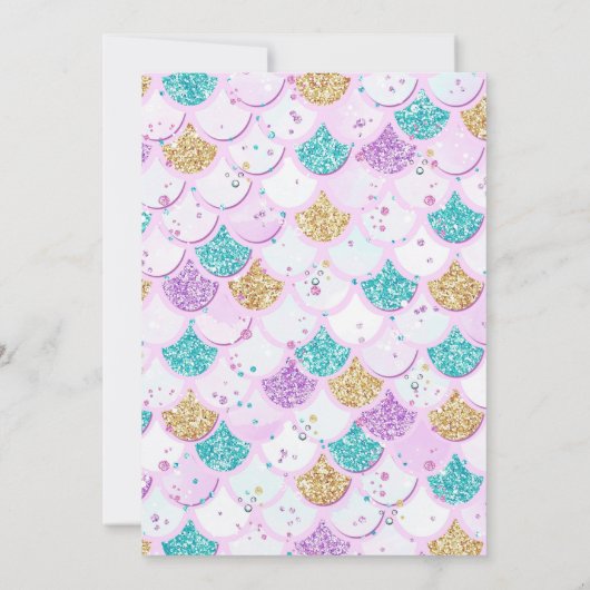 Mermaid Birthday Invitation Unicorn Black Mermaid Kaart (Achterkant)