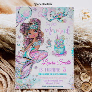 Mermaid Birthday Invitation Unicorn Black Mermaid Kaart
