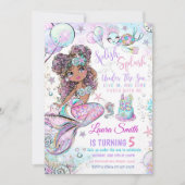 Mermaid Birthday Invitation Unicorn Black Mermaid Kaart (Voorkant)