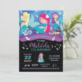 Mermaid Birthday Invitations Girls Party Kaart (Staand voorkant)