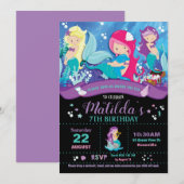Mermaid Birthday Invitations Girls Party Kaart (Voorkant / Achterkant)