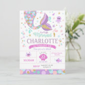 Mermaid Birthday Invitations Mermaid Pool Party Kaart (Staand voorkant)