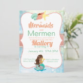 Mermaid Birthday Invite Kaart (Staand voorkant)
