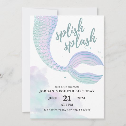 Mermaid Birthday Invite Kaart (Voorkant)