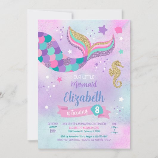 Mermaid Birthday Kaart (Voorkant)