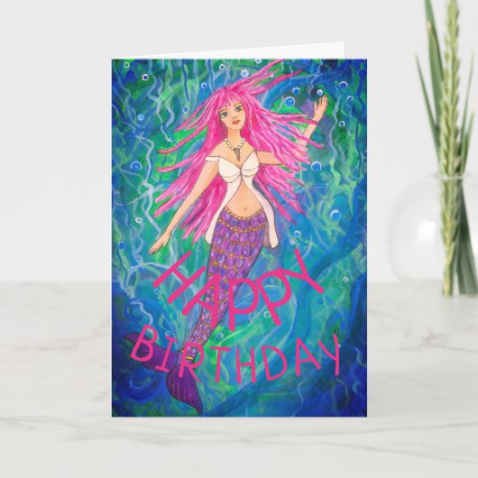 Mermaid Birthday Kaart (Voorkant)