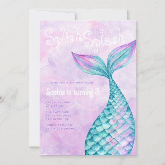 Mermaid Birthday Kaart (Voorkant)