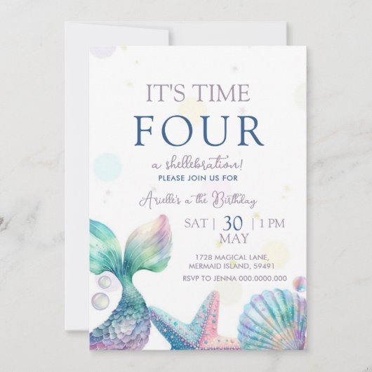 Mermaid Birthday Kaart (Voorkant)