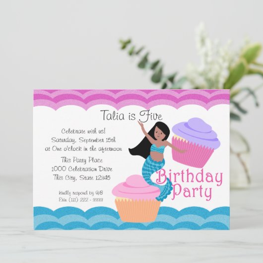 Mermaid Birthday Kaart (Staand voorkant)