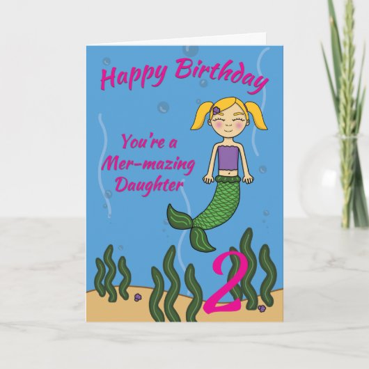 Mermaid Birthday Kaart voor dochter Elke leeftijd (Voorkant)