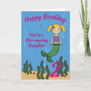 Mermaid Birthday Kaart voor dochter Elke leeftijd