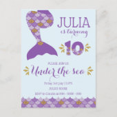 Mermaid Birthday Mermaid Number 10 Uitnodiging Briefkaart (Voorkant)