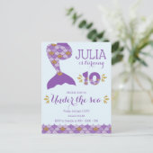 Mermaid Birthday Mermaid Number 10 Uitnodiging Briefkaart (Staand voorkant)