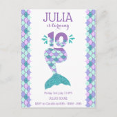 Mermaid Birthday Mermaid Number 10 Uitnodiging Briefkaart (Voorkant)