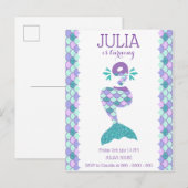 Mermaid Birthday Mermaid Number 9 Uitnodiging Briefkaart (Voorkant / Achterkant)