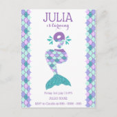 Mermaid Birthday Mermaid Number 9 Uitnodiging Briefkaart (Voorkant)